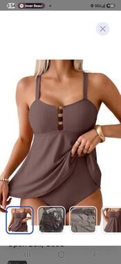New Aleumdr Bathing Suits Women Tummy Control Swimsuit Slimming 2 pc brown 2XL